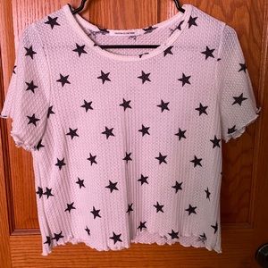 Caution to the Wind Boxy Tee | white with black stars